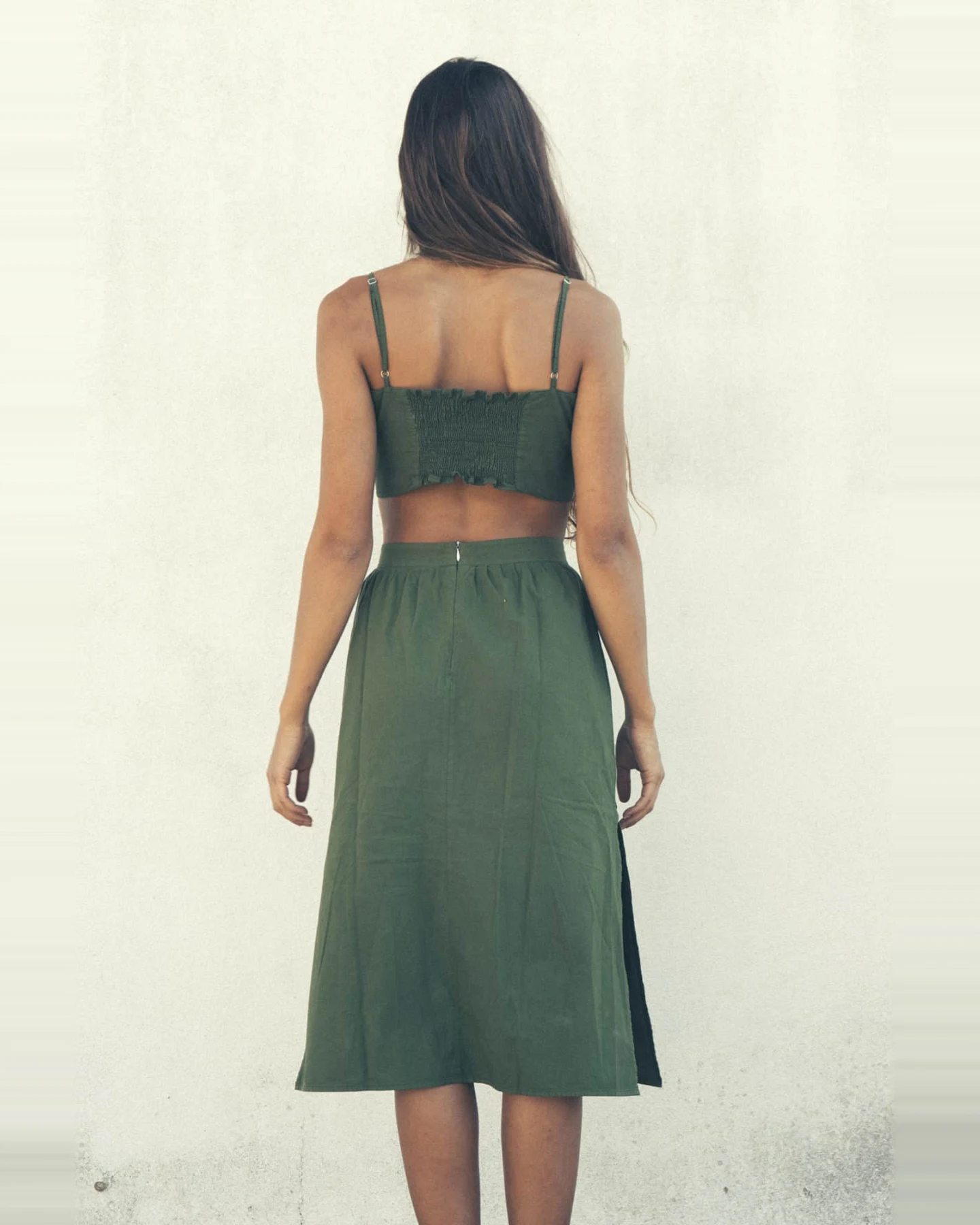 Vanilla Sand Damen vegan Top Lagos Fliege Garten Grün – Ansicht 2