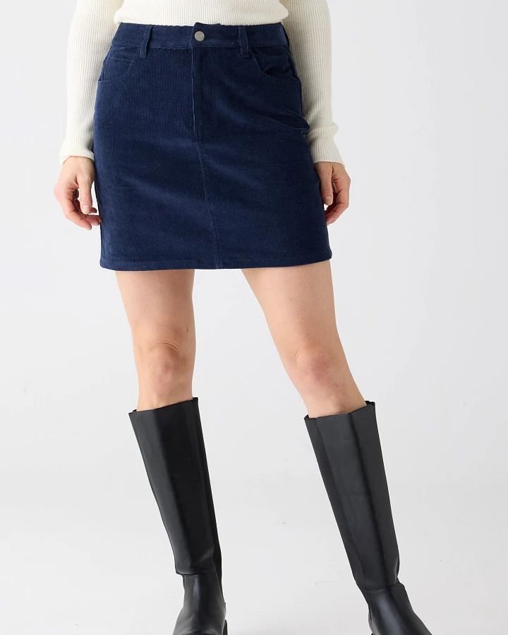 KnowledgeCotton Apparel Damen vegan Rock Corduroy Night Sky Navy