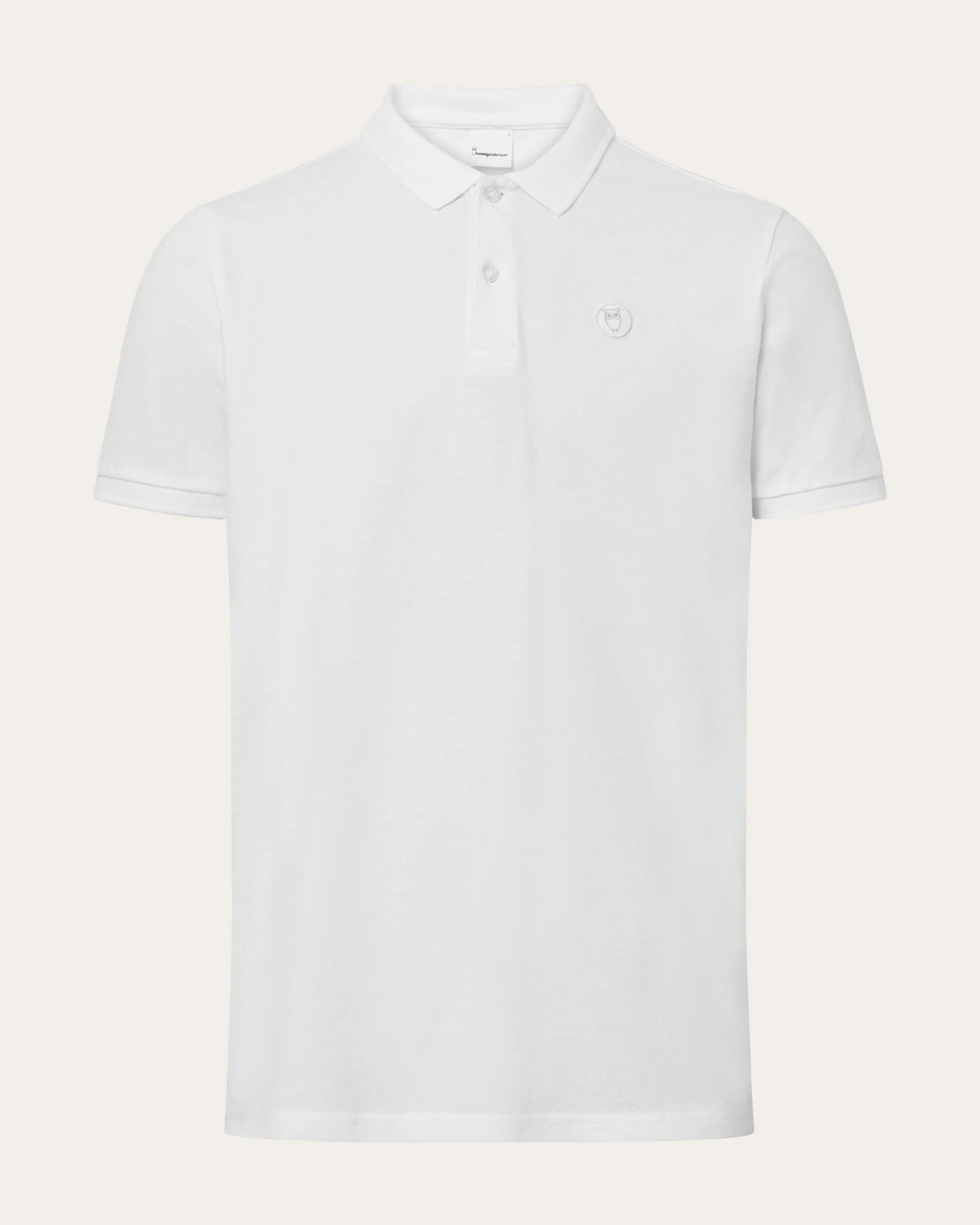 KnowledgeCotton Apparel Herren vegan Polohemd Basic Badge Hellweiß – Ansicht 2
