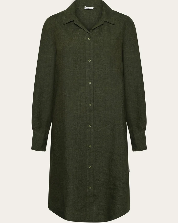 KnowledgeCotton Apparel Damen vegan Kleid Klassisch Gebrannte Olive