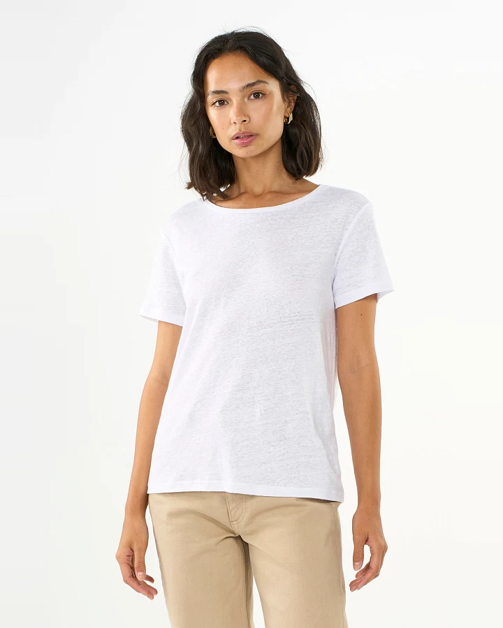 KnowledgeCotton Apparel Damen vegan T-Shirt Reg Leinen Hellweiß