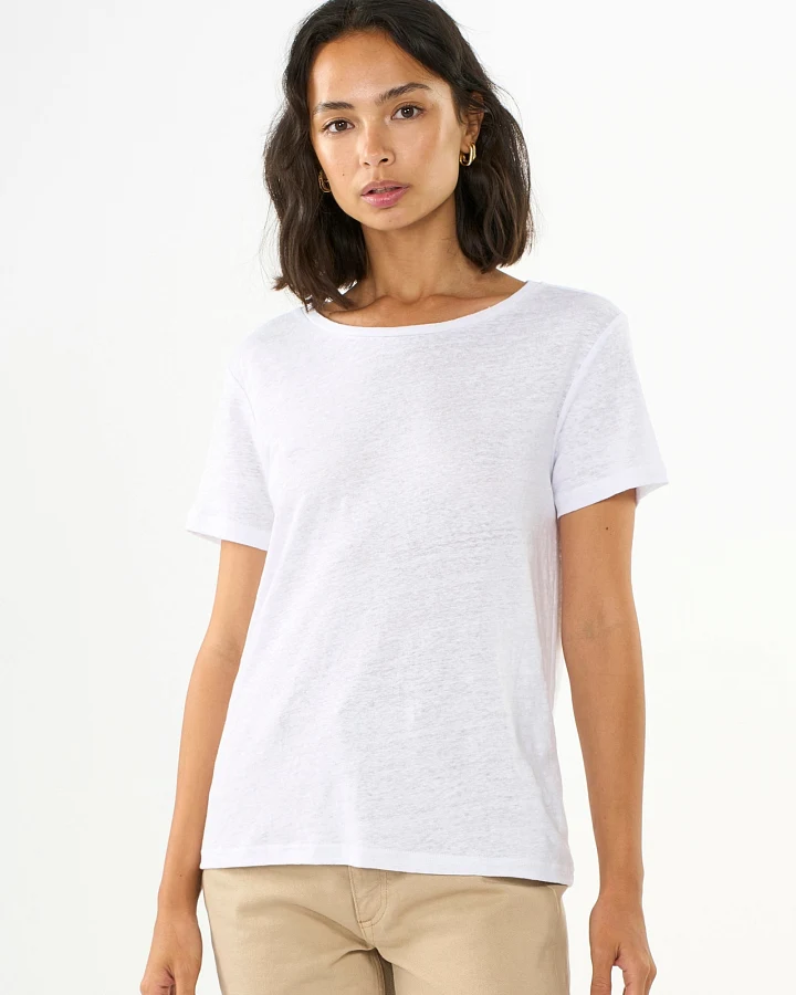 KnowledgeCotton Apparel Damen vegan T-Shirt Reg Leinen Hellweiß