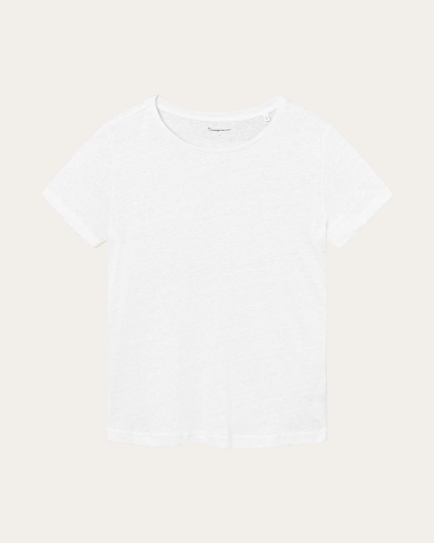 KnowledgeCotton Apparel Damen vegan T-Shirt Reg Leinen Hellweiß – Ansicht 2