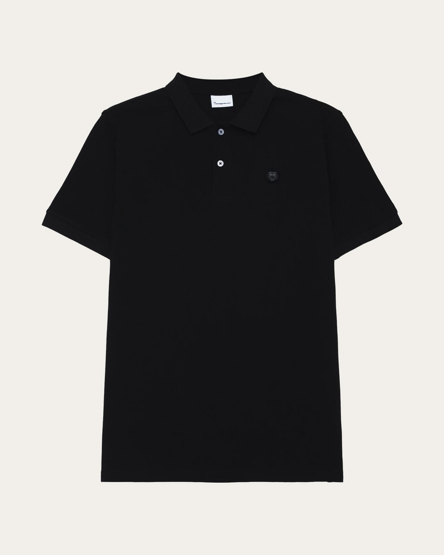 KnowledgeCotton Apparel Herren vegan Polohemd Basic Badge Black Jet – Ansicht 2