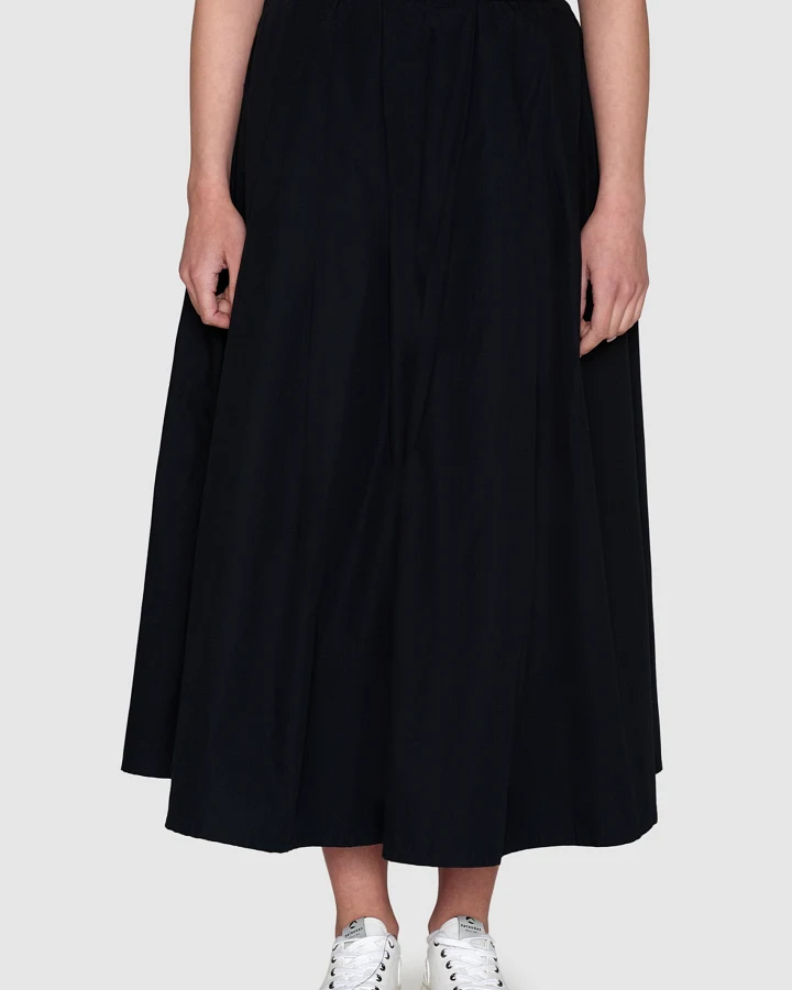 KnowledgeCotton Apparel Damen vegan Faltenrock Black Jet