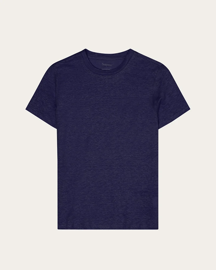 KnowledgeCotton Apparel Damen vegan T-Shirt Damen Reg Leinen Total Eclipse Navy