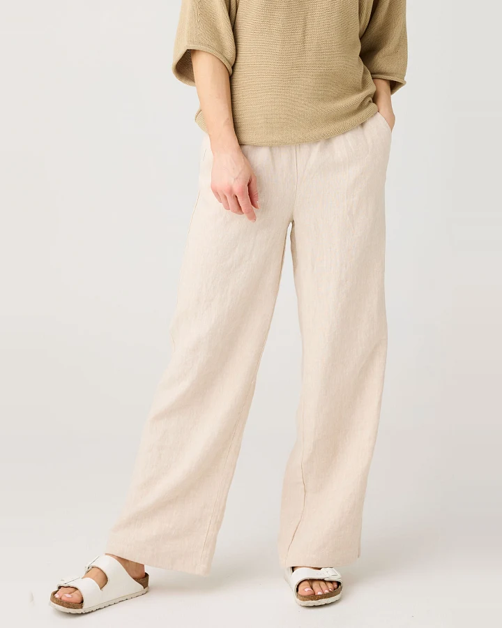 KnowledgeCotton Apparel Damen vegan Hose Posey Wide Leinen Light Feather Gray