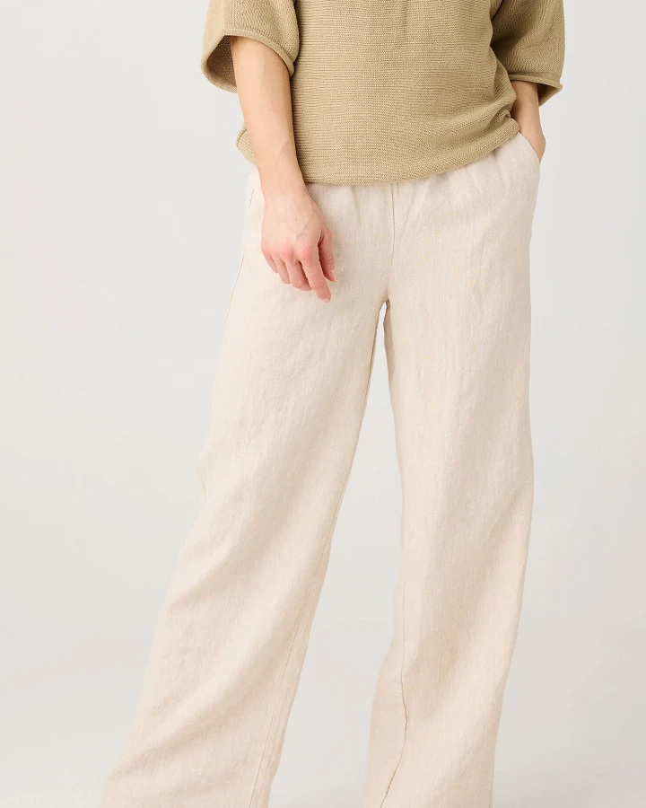 KnowledgeCotton Apparel Damen vegan Hose Posey Wide Leinen Light Feather Gray