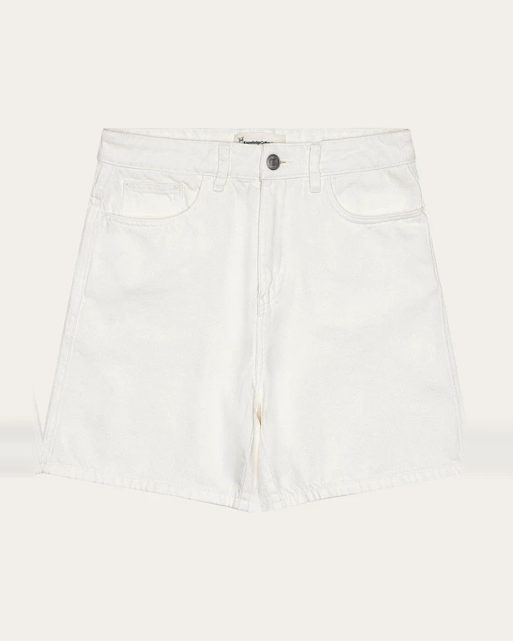 KnowledgeCotton Apparel Damen vegan Shorts Gale Straight Twill Egret Weiß