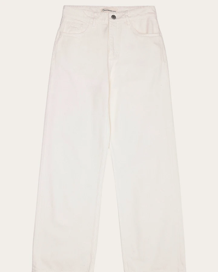 KnowledgeCotton Apparel Damen vegan Hose Damen Gale Regular Twill Egret Weiß