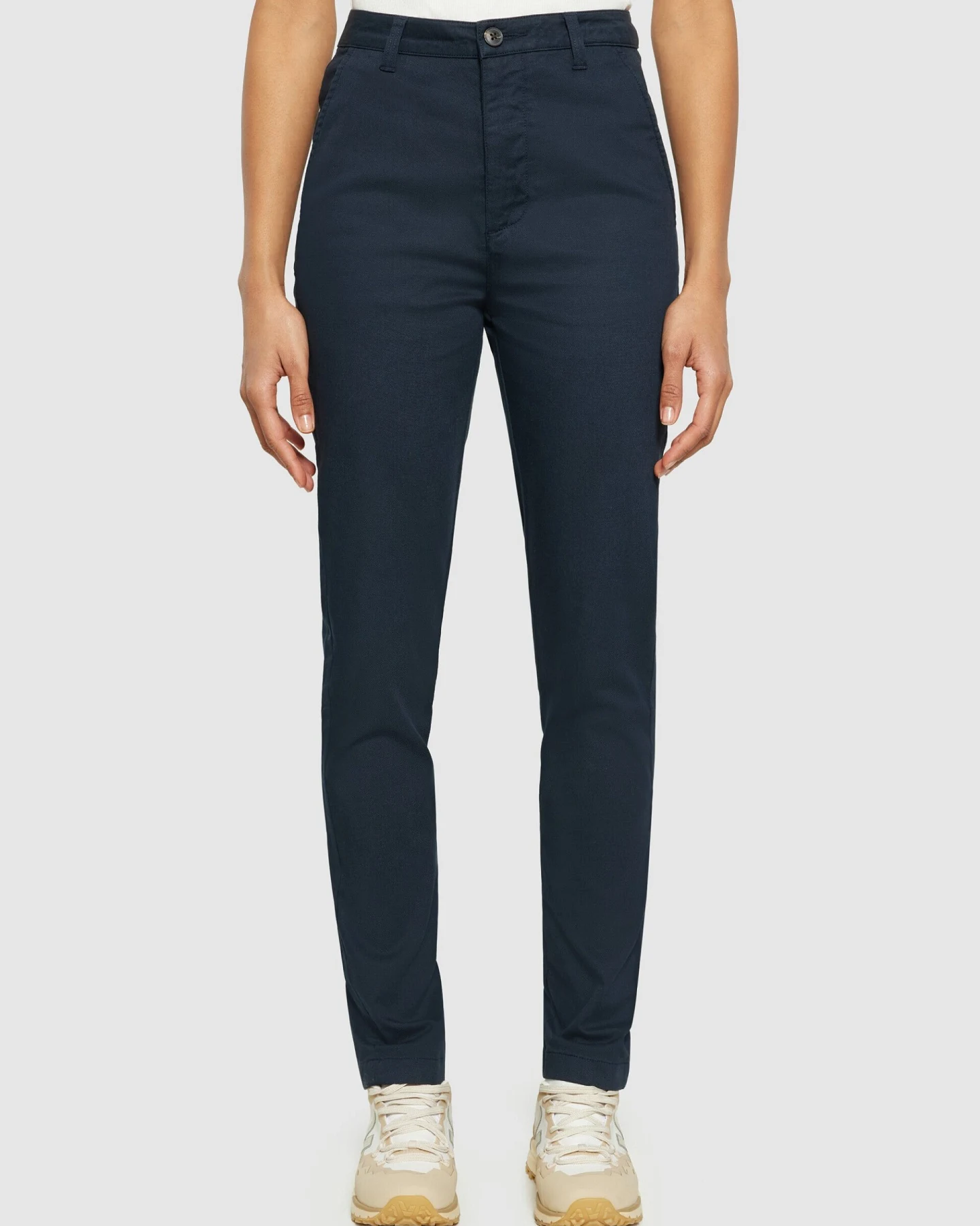 KnowledgeCotton Apparel Damen vegan Hose Iris Slim Pique Total Eclipse – Ansicht 2
