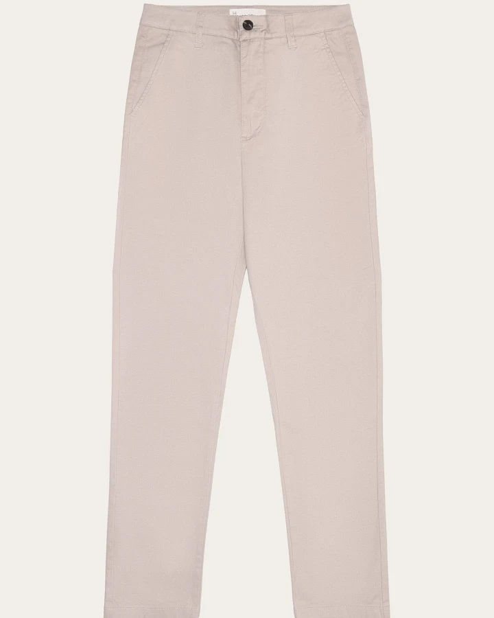 KnowledgeCotton Apparel Damen vegan Hose Damen Iris Slim Pique Light Feather Gray