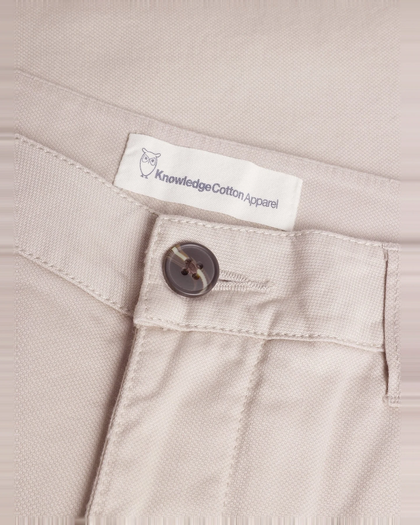 KnowledgeCotton Apparel Damen vegan Hose Damen Iris Slim Pique Light Feather Gray – Ansicht 2