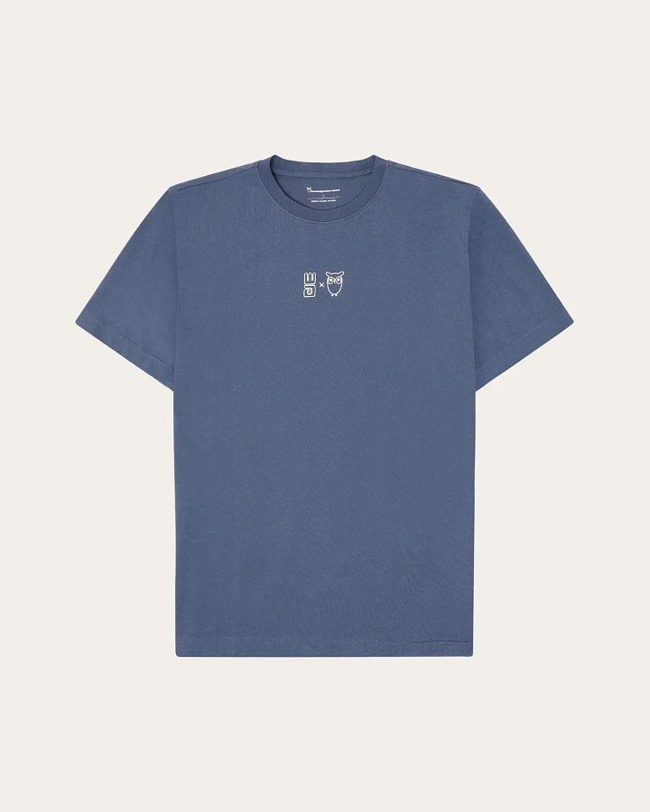 KnowledgeCotton Apparel Herren vegan T-Shirt Herren Wasser Ist Leben Vintage Indigo