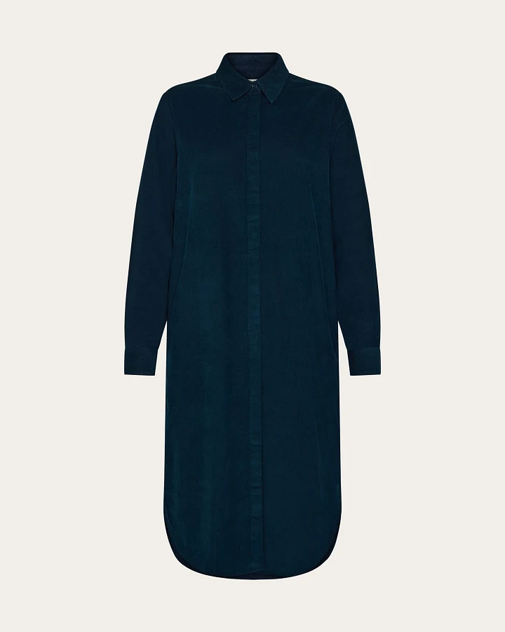 KnowledgeCotton Apparel Damen vegan Hemd Kleid Kord Total Eclipse