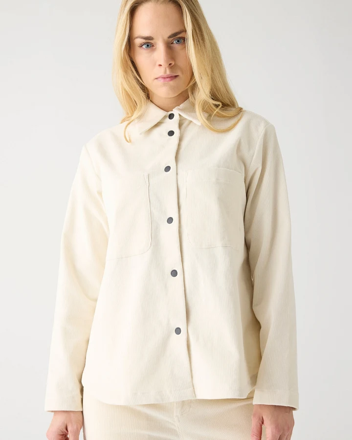 KnowledgeCotton Apparel Damen vegan Overshirt Kordel Reiher Weiß