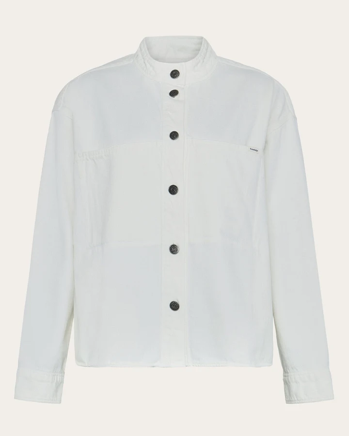 KnowledgeCotton Apparel Damen vegan Overshirt Damen Twill Egret Weiß