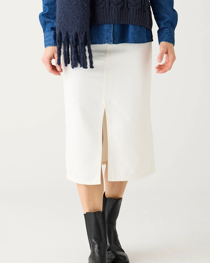 KnowledgeCotton Apparel Damen vegan Rock Twill Egret Weiß