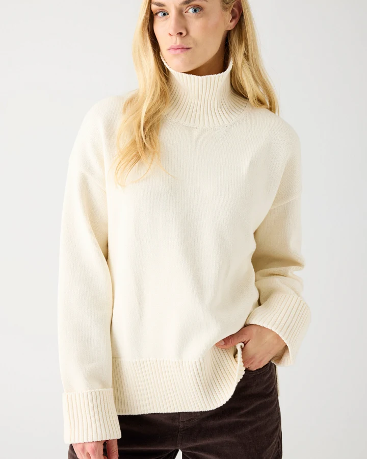 KnowledgeCotton Apparel Damen vegan Pullover Rundhalsausschnitt Egret Weiß