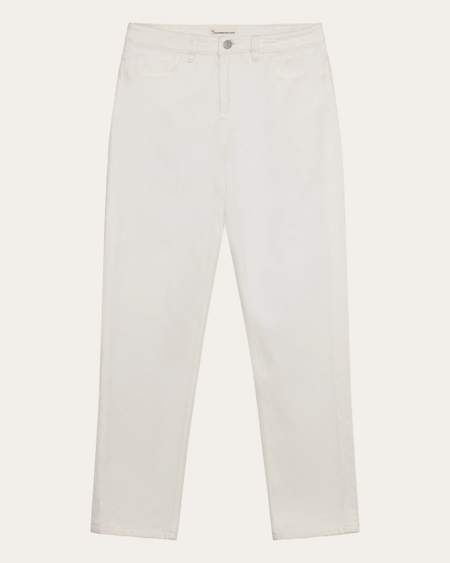 KnowledgeCotton Apparel Damen vegan Hose Stella Slim Twill Egret Weiß – Ansicht 2