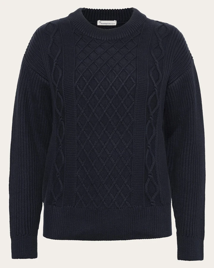 KnowledgeCotton Apparel Damen vegan Pullover Damen Rundhalsausschnitt Night Sky Navy