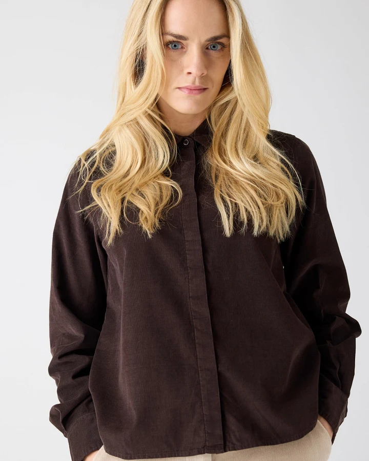 KnowledgeCotton Apparel Damen vegan Shirt Corduroy Chocolate Torte