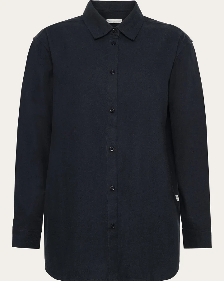 KnowledgeCotton Apparel Damen vegan Hemd Damen Flanell Total Eclipse Navy