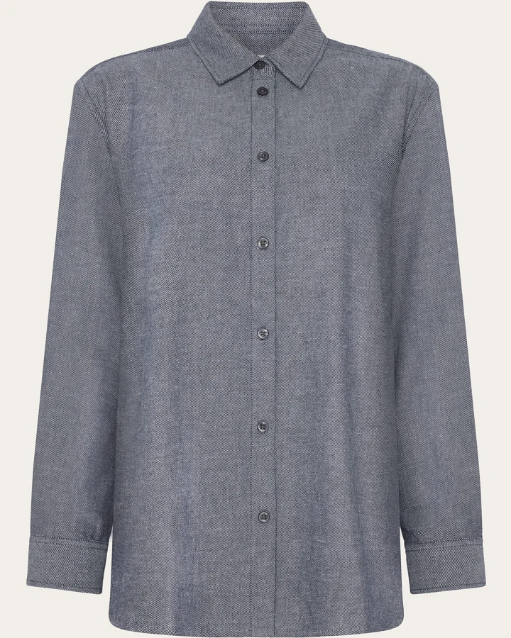 KnowledgeCotton Apparel Damen vegan Hemd Damen Flanell Nacht Himmelblau