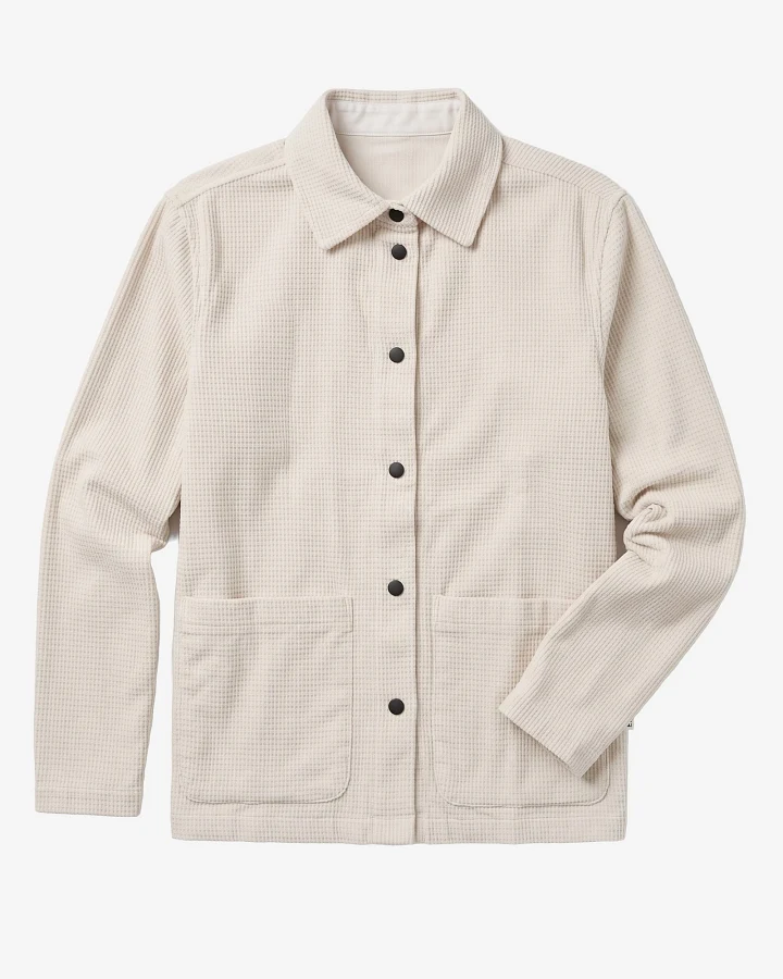 KnowledgeCotton Apparel Damen vegan Overshirt Corduroy Egret Weiß