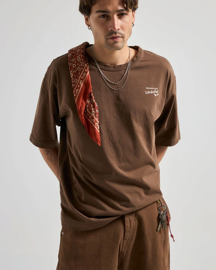 Trendsplant Herren vegan T-Shirt Bank Oversized Sattelbraun