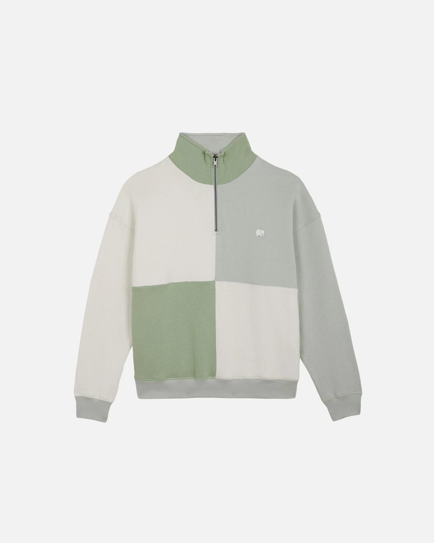 Trendsplant Damen vegan Sweatshirt Quarter Zip Übergröße Color Block Sea Glass – Ansicht 2