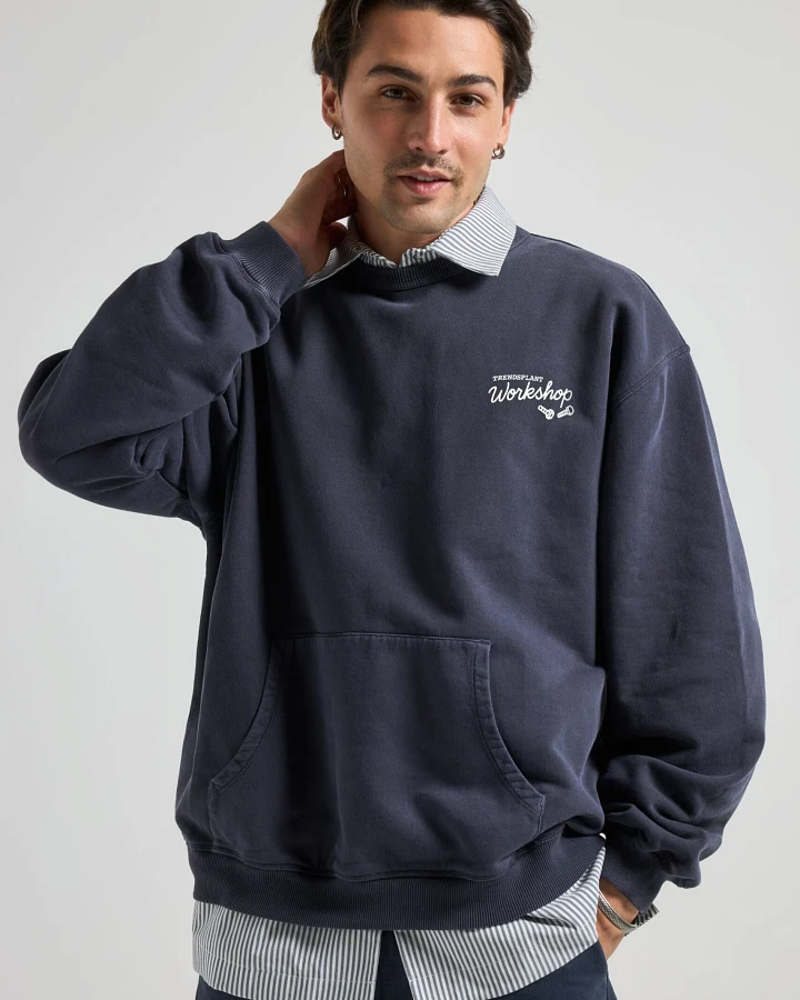Trendsplant Herren vegan Pullover The Garage Baritone Blau