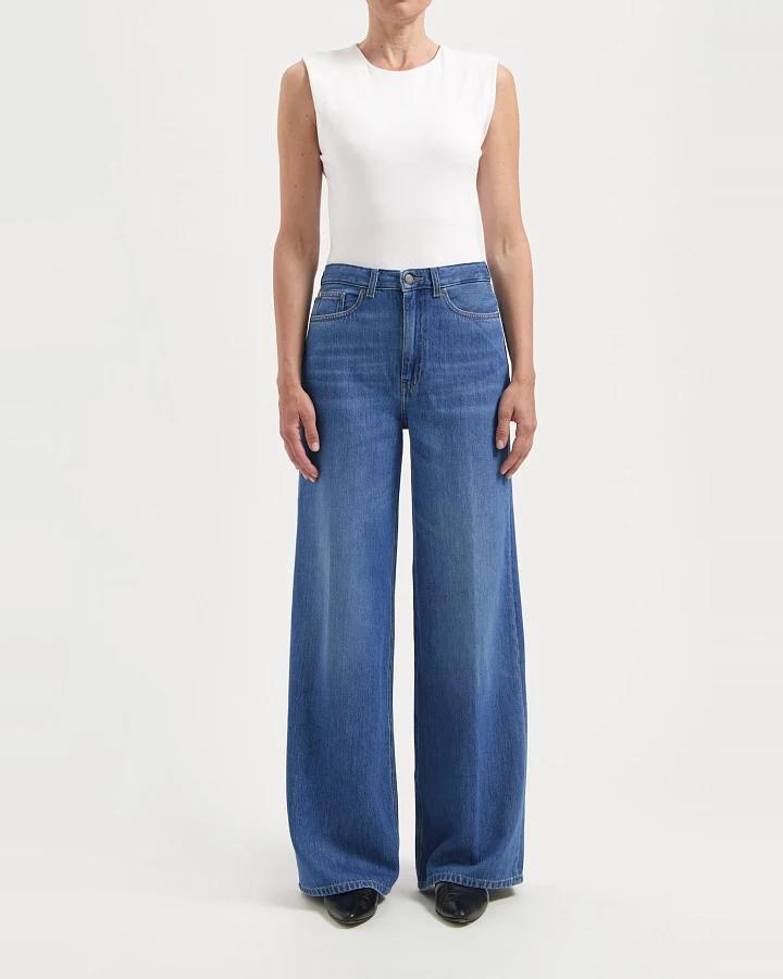 MUD Jeans Damen vegan Jeans High Loose Flow Sara Medium Vintage Stone