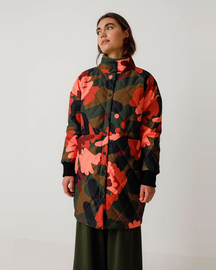 SKFK Damen vegan Mantel Leira Mehrfarbig Rot/Braun