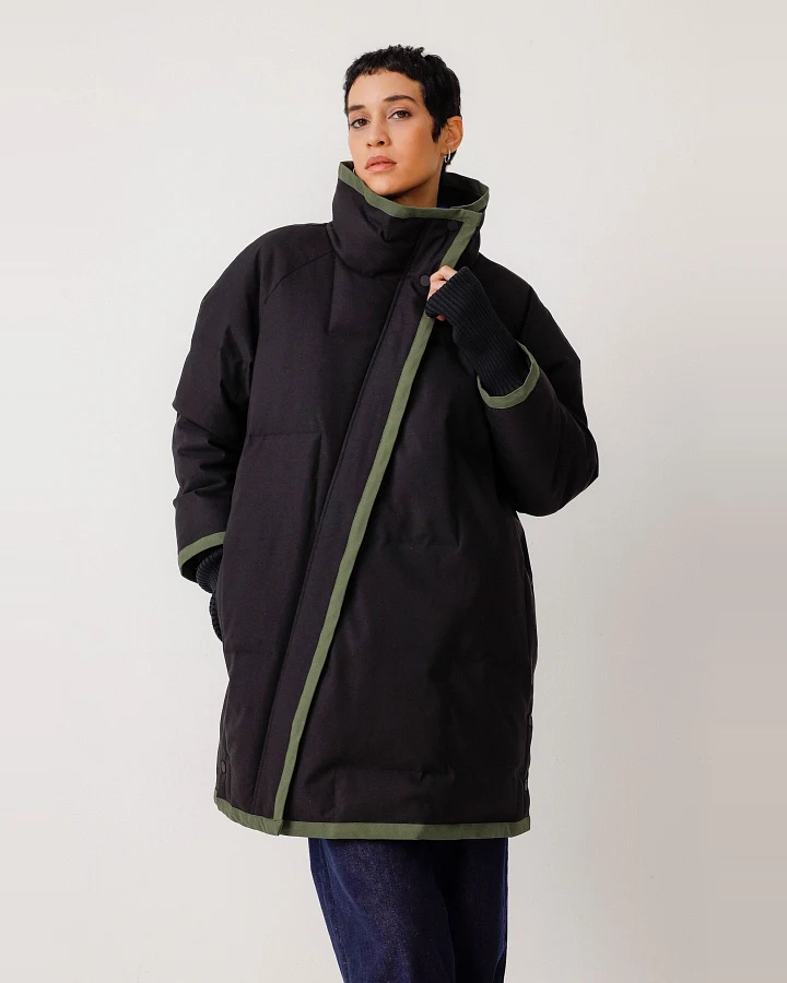 SKFK Damen vegan Jacke Mit Übergroßem Kragen Sorkun Schwarz