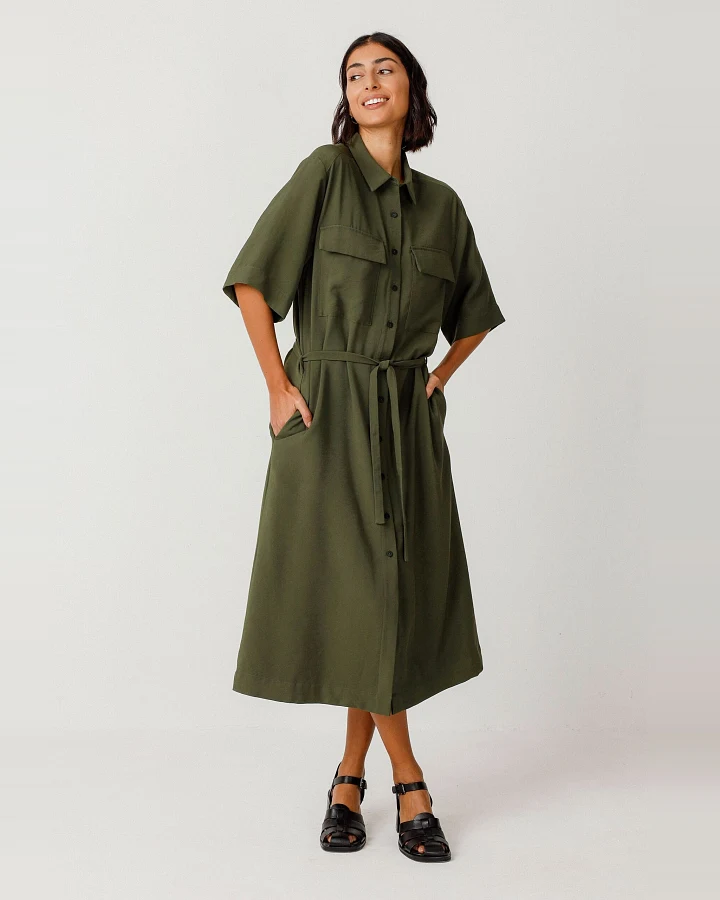 SKFK Damen vegan Kleid Danele Green