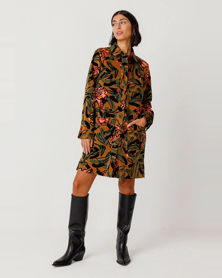 SKFK Damen vegan Hemdkleid Gaila Mehrfarbig