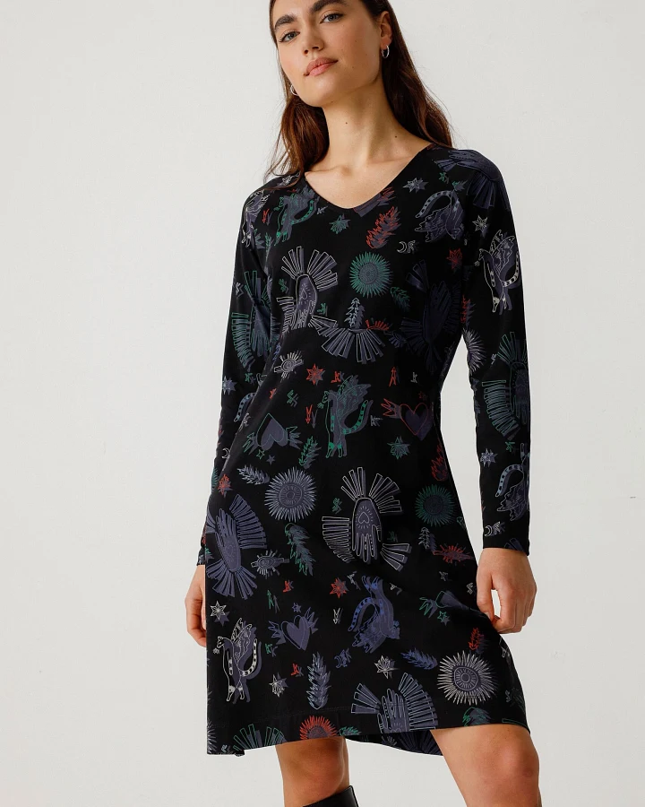 SKFK Damen vegan Kleid Lamia Mehrfarbig