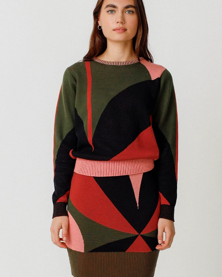 SKFK Damen vegan Pullover Elur Mehrfarbig