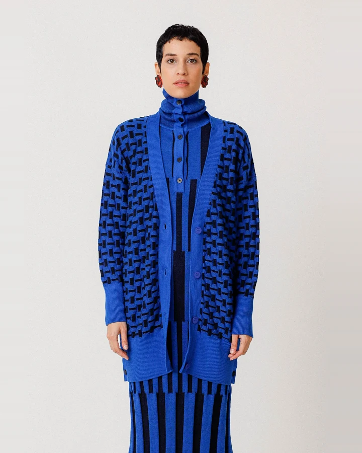 SKFK Damen vegan Strickjacke Dogartze Blau
