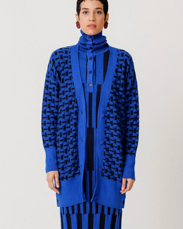 SKFK Damen vegan Strickjacke Dogartze Blau