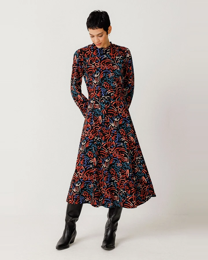 SKFK Damen vegan Kleid Kamila Mehrfarbig