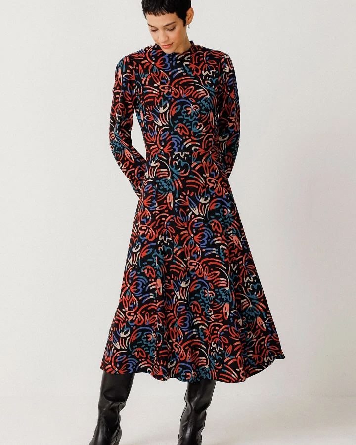 SKFK Damen vegan Kleid Kamila Mehrfarbig