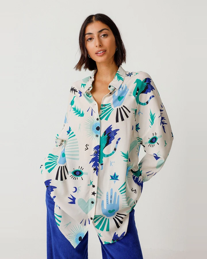 SKFK Damen vegan Bluse Amagoia Mehrfarbig