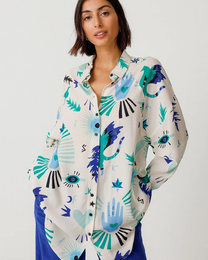 SKFK Damen vegan Bluse Amagoia Mehrfarbig