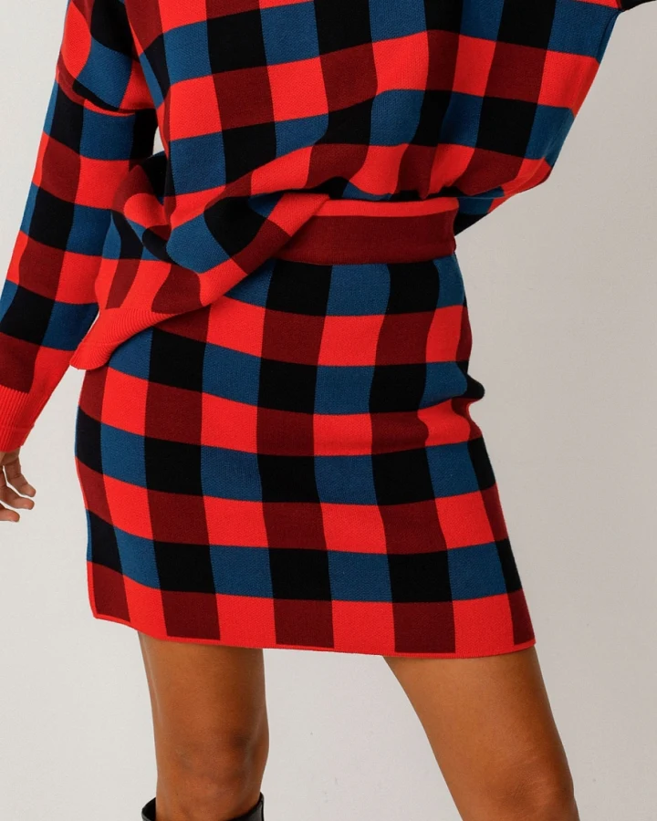 SKFK Damen vegan Rock Karia Rot/Schwarz