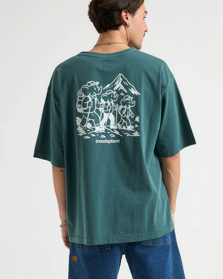 Trendsplant Herren vegan T-Shirt Oversized Heavy Hikers Rainforest Teal