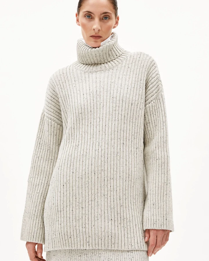 Strickpullover Sabiraa Wollmix Tweed Grau