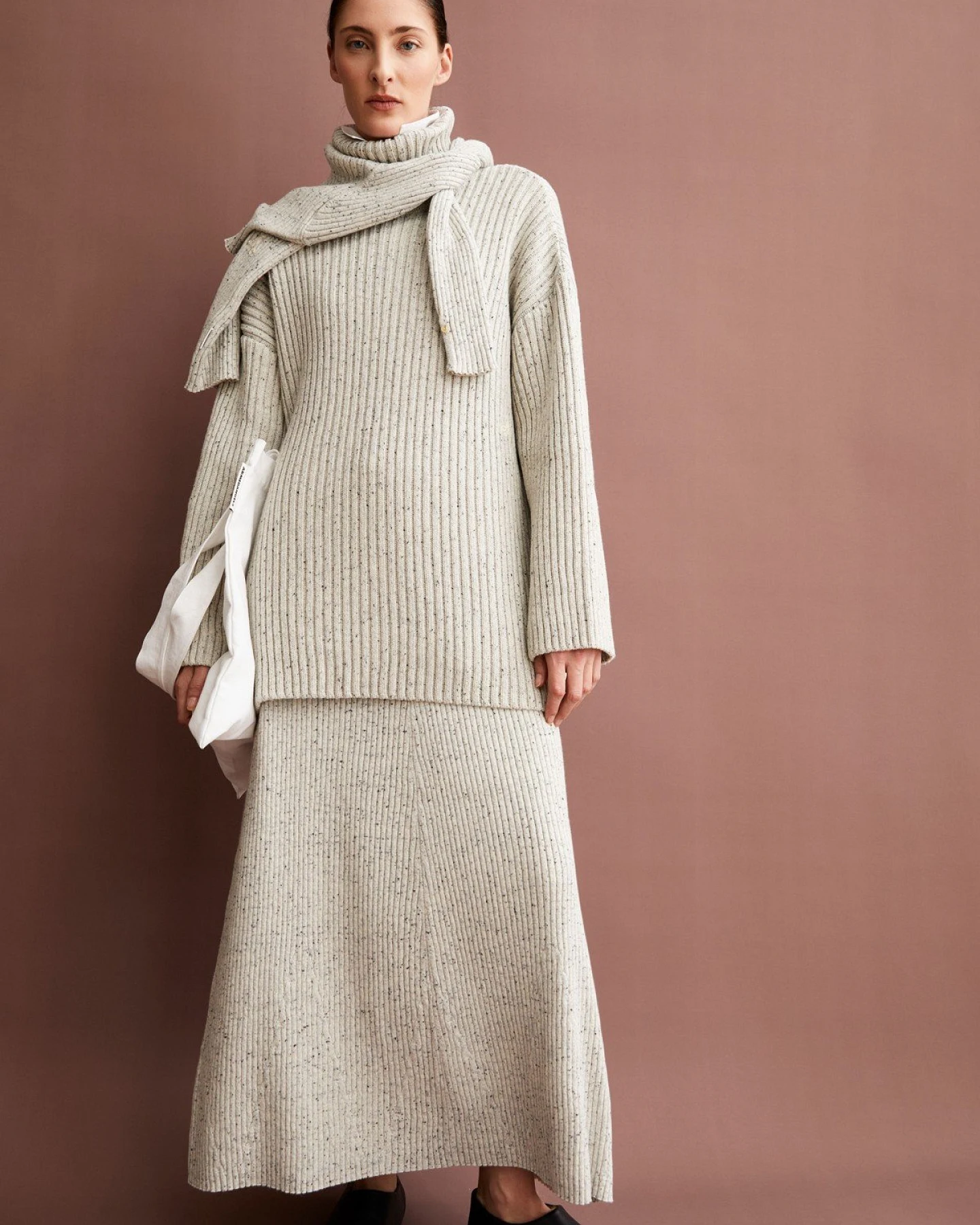 Strickpullover Sabiraa Wollmix Tweed Grau – Ansicht 3