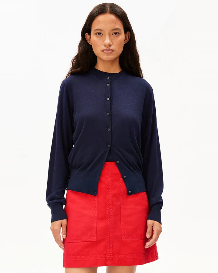 ARMEDANGELS Damen vegan Strickjacke Feinstrick Tinted Navy
